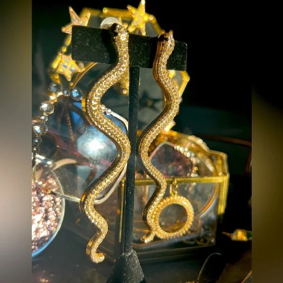 Stud-Back Snake Drop Earrings - Picture 2 of 3